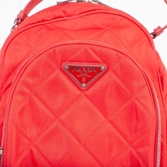 Authentic Ladies Red Prada Quilted Tesstuto Impuntu Mini Backpack - Picture 6 of 15
